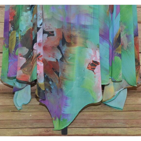 Fairy Core Pastel Floral Midi Dress 20W Scoop Neck Flutter Sleeve Asymmetrical - Picture 6 of 13